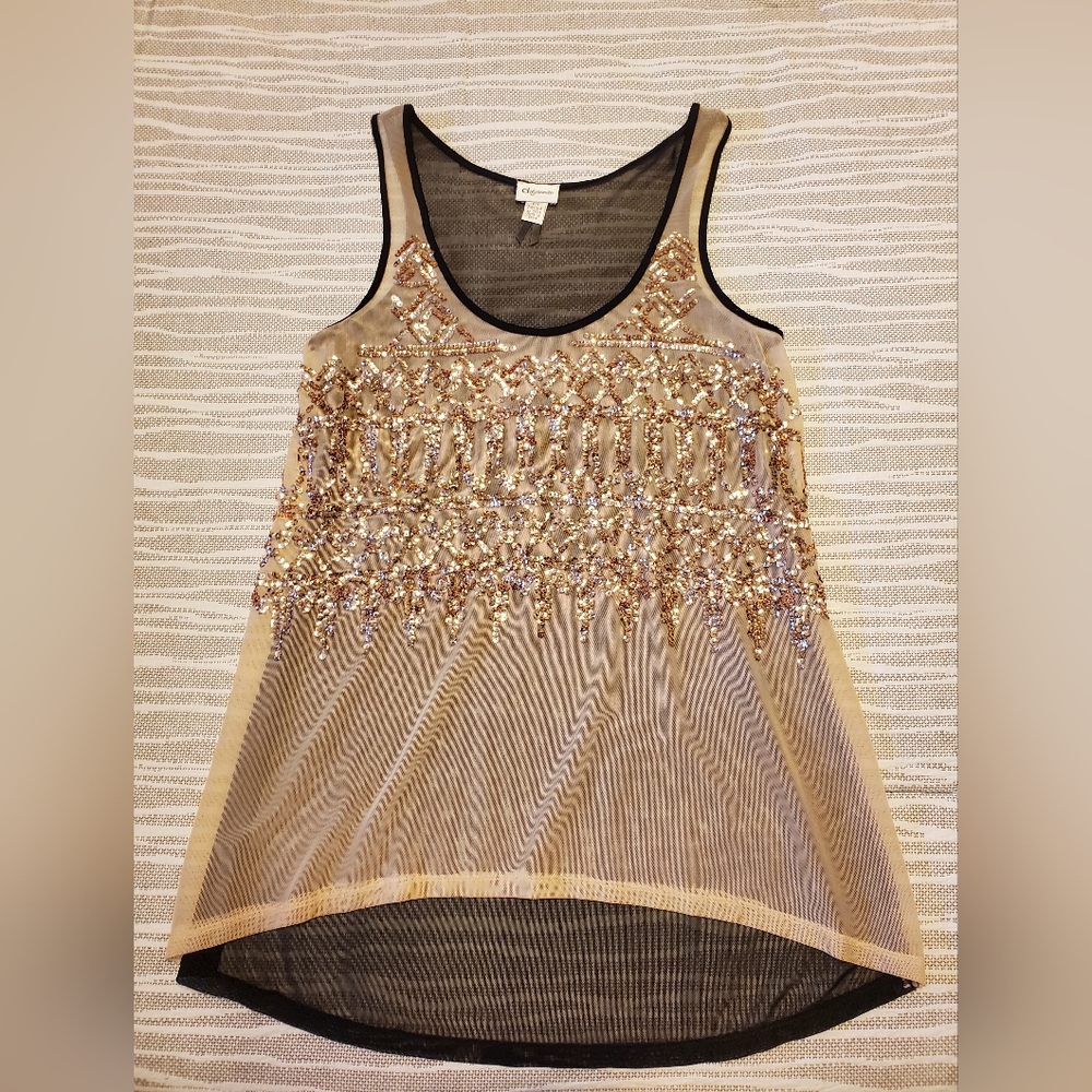 Dynamite Sheer Sequin Top- Size Small
